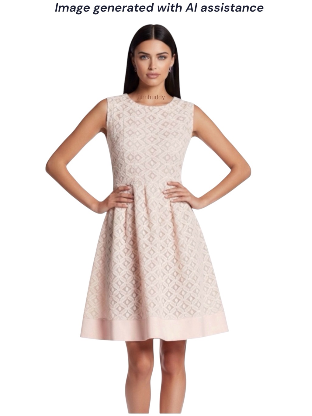 Nwt Jessica Howard Size 16 Pintuck Contrast Eyelet Fit & Flare Linen Blend Dress